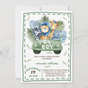 Invitación Chico Safari Car regalo de baby shower