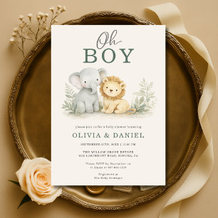 Invitación Chico Safari Parejas de Animales Baby Shower
