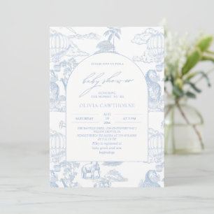 Invitación Chico Safari Toile De Jouy Baby Shower