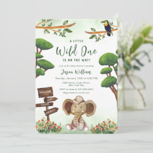 Invitación Chico salvaje boho Safari Elefante Baby Shower