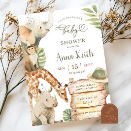 Invitación Chico Savana Vegetación Safari Baby Shower