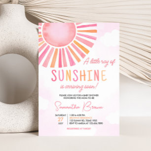 Invitación Chico Shower Baby Rosa Un Poco De Rayo De Sol