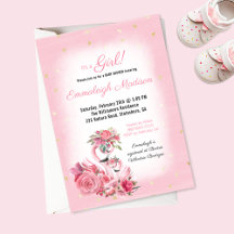 Chico Shower de Bailarina Flamingo Acuarela Rosa