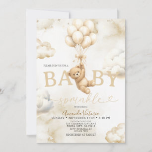 Invitación Chico Shower Globo Nube Oso Beige Neutral