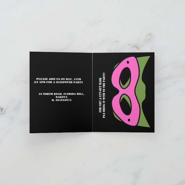 Invitación Chico superhero avatar de juego rosa y verde y más (Interior)