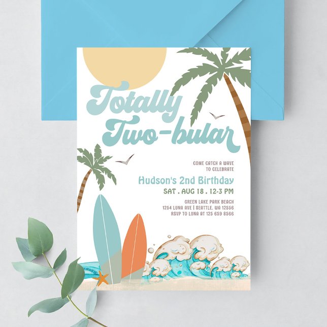 Invitación Chico Surf Surfing Cumpleaños 2 Totalmente Dos-bul (Subido por el creador)