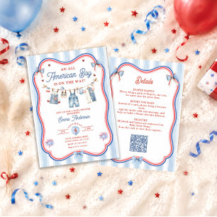Invitación Chico totalmente americano Baby Shower Todo en uno