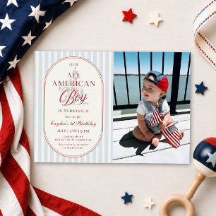Invitación Chico totalmente americano foto de cumpleaños 4 de