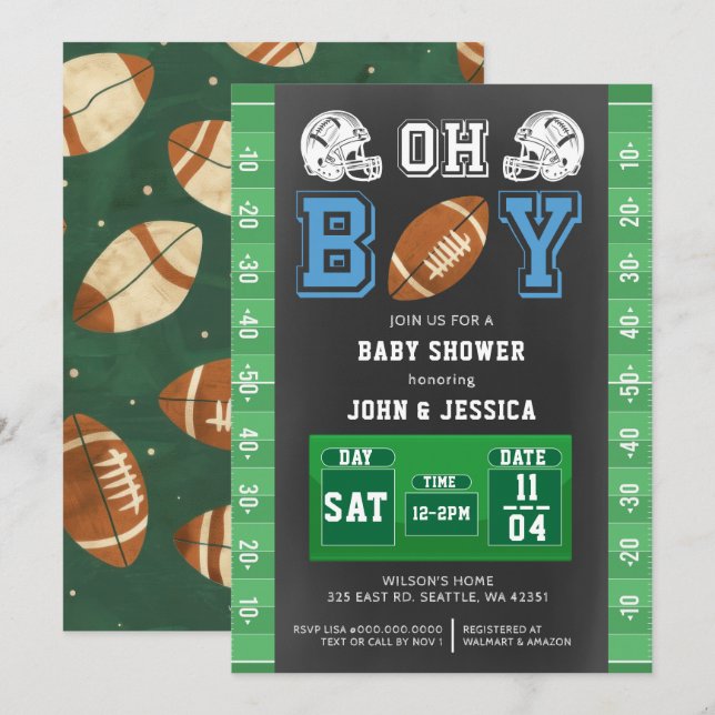 Invitación Chico Touchdown Fútbol  (Anverso / Reverso)