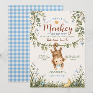 Invitación Chico travieso mono pequeño está en camino Baby Sh