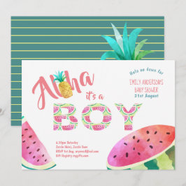 Invitación CHICO tropical Baby Shower invita a la sandía ALOH