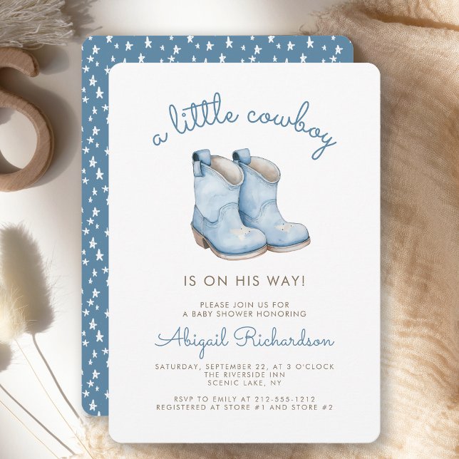 Invitación Chico Vaquero Azul Bebé Dulce Fiesta Prenatal (Subido por el creador)