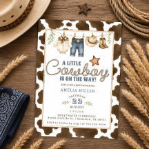 Chico vaquero en camino, baby shower