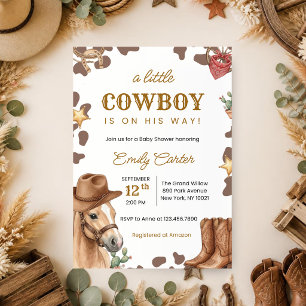 Invitación Chico Vaquero Está En Camino Baby Shower