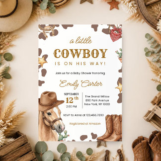 Invitación Chico Vaquero Está En Camino Baby Shower