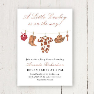 Invitación Chico Vaquero Fiesta del Oeste Baby Shower