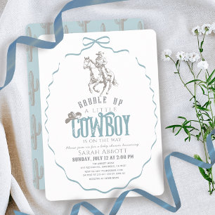 Invitación Chico Vaquero Occidental Azul Niño Baño para Bebé