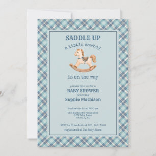 Invitación Chico vaquero occidental baby shower campestre