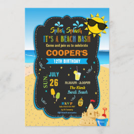 Invitación Chico veraniego del Castillo de arena de cumpleaño