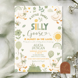 Invitación Chico Verde Sage Dulce Tonto Ganso Baby Shower