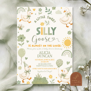 Invitación Chico Verde Sage Dulce Tonto Ganso Baby Shower