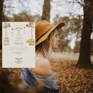 Invitación Chico y Chica gemelos cortos Baby Shower II