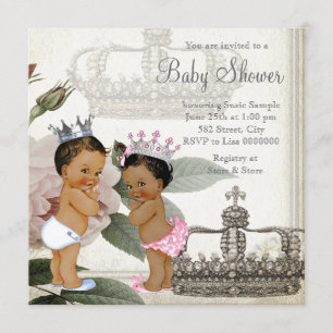 Invitación Chico y chica gemelos ducha de bebé