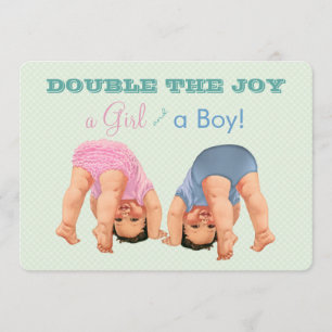 Invitación Chico y chica gemelos ducha de bebé