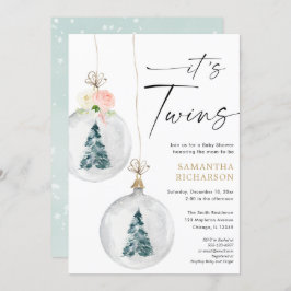 Invitación Chico y Chica gemelos Navidades de invierno ducha