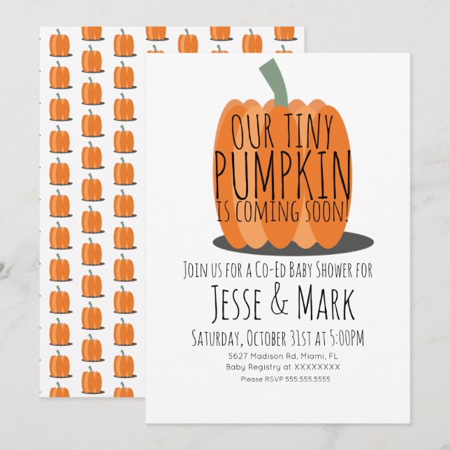 Invitación Chico y Sencillo Cumpleaños de Halloween para Bebe (Anverso / Reverso)