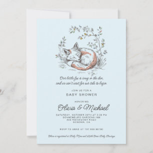 Invitación Chico Zorro Azul Dulce Baby Shower