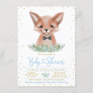 Invitación Chico Zorro Hombre Pequeño Baby Shower