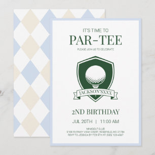 Invitación Chicos Azul Hora de Par-Tee Golf Fiesta de Cumplea