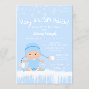 Invitación Chicos Bebé hace frío afuera Fiesta de bebé de inv