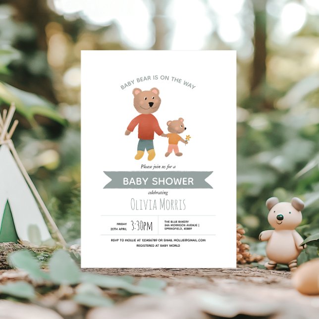 Invitación Chicos Dulce Oso Azul del Bosque Fiesta de Bebé (Subido por el creador)