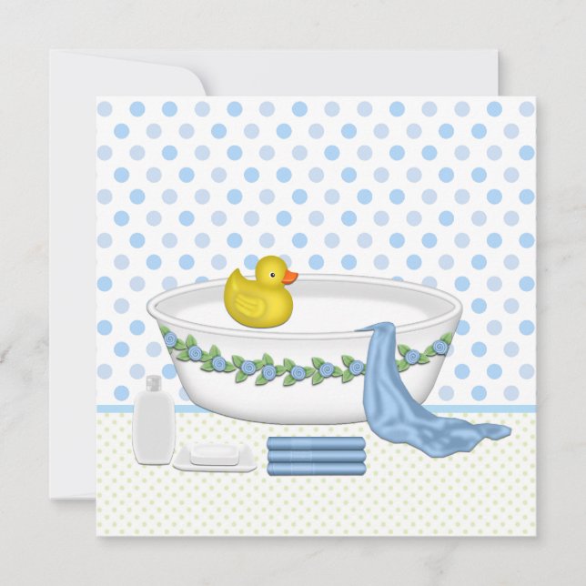 Invitación Chicos Fiesta de Bebé Hora del Baño (Anverso)