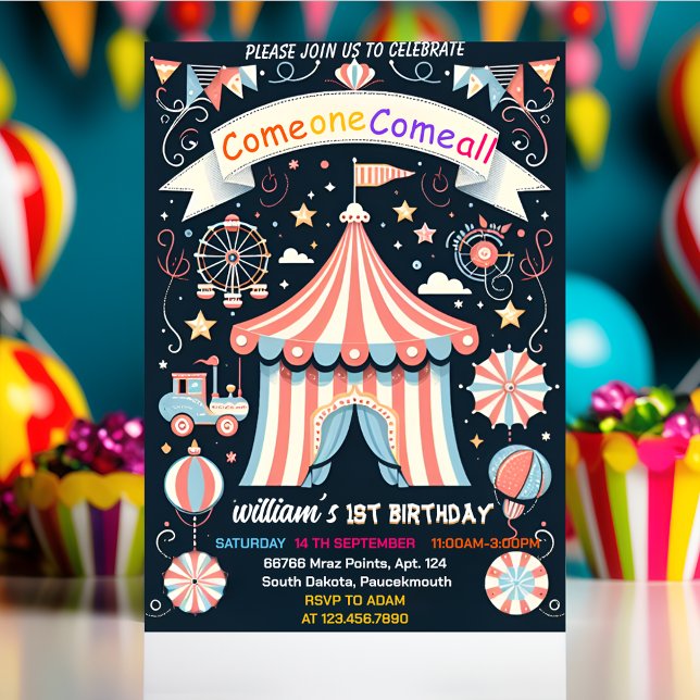 Invitación chicos lindos de la ciudad Carnaval Circo Show Pri (Subido por el creador)