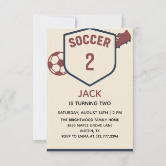Invitación Chicos rojos y azules fiesta moderna de fútbol 2ª