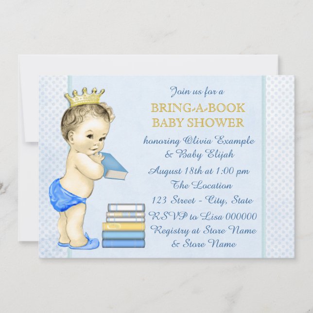 Invitación Chicos Traen Un Libro Baby Shower (Anverso)