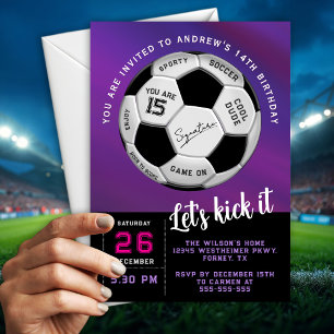 Invitación Chicos y Hombres Deportistas de Cumpleaños Morados