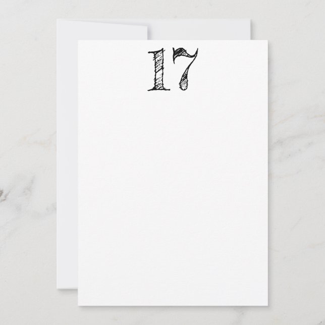 Invitación chiffre 17 numéro dix-sept manuscrit géant (Reverso)