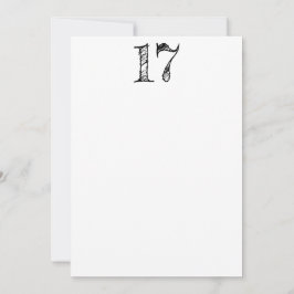 Invitación chiffre 17 numéro dix-sept manuscrit géant