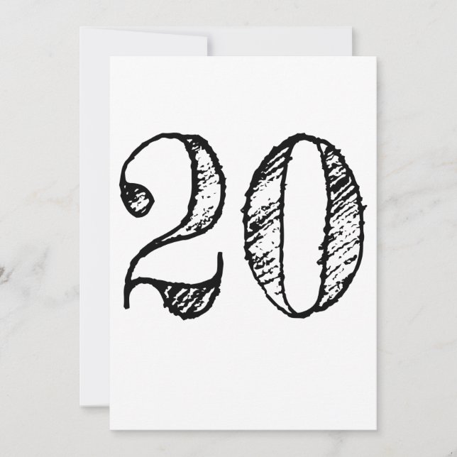 Invitación chiffre 20 numéro vingt manuscrit géant (Anverso)