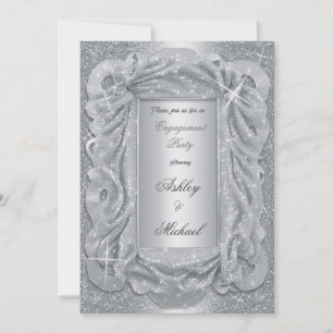 Invitación chifón plateado romántico brillante resplandor bri