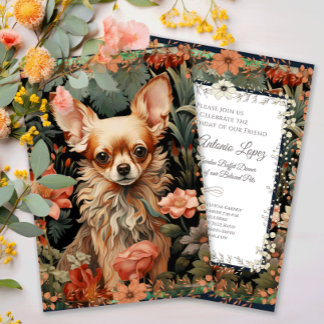 Invitación Chihuahua Vintage Floral Tapestry