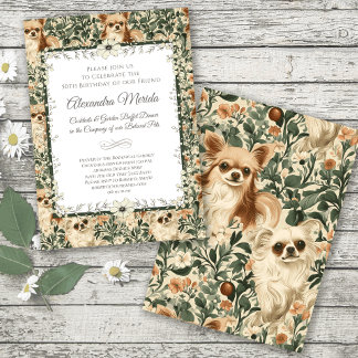 Invitación Chihuahua Vintage Floral Tapestry