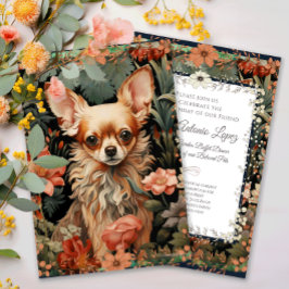 Invitación Chihuahua Vintage Floral Tapestry