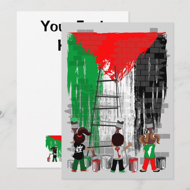 Invitación Children of Gaza Painting Palestine Flag  (Anverso / Reverso)