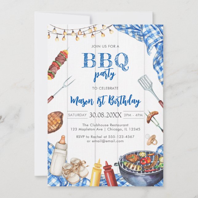 Invitación Children's BBQ Birthday Invitation (Anverso)
