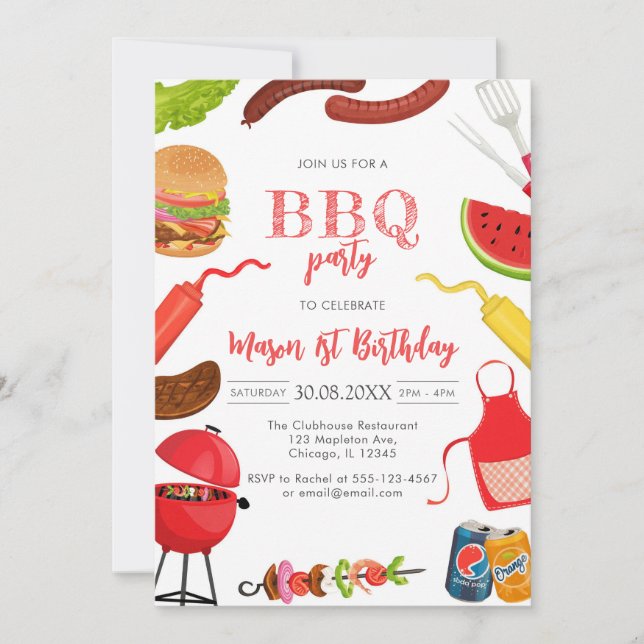 Invitación Children's BBQ Birthday Invitation (Anverso)